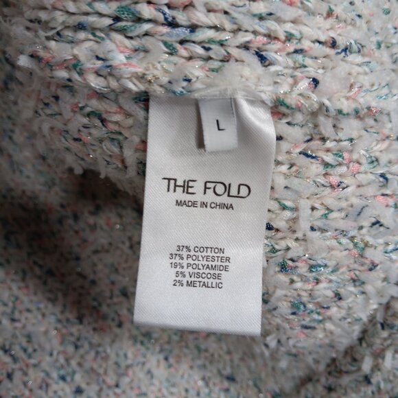 The Fold London Varena Tweed Knit Open Cardigan Cotton Viscose Metallic Speckled - Picture 8 of 15